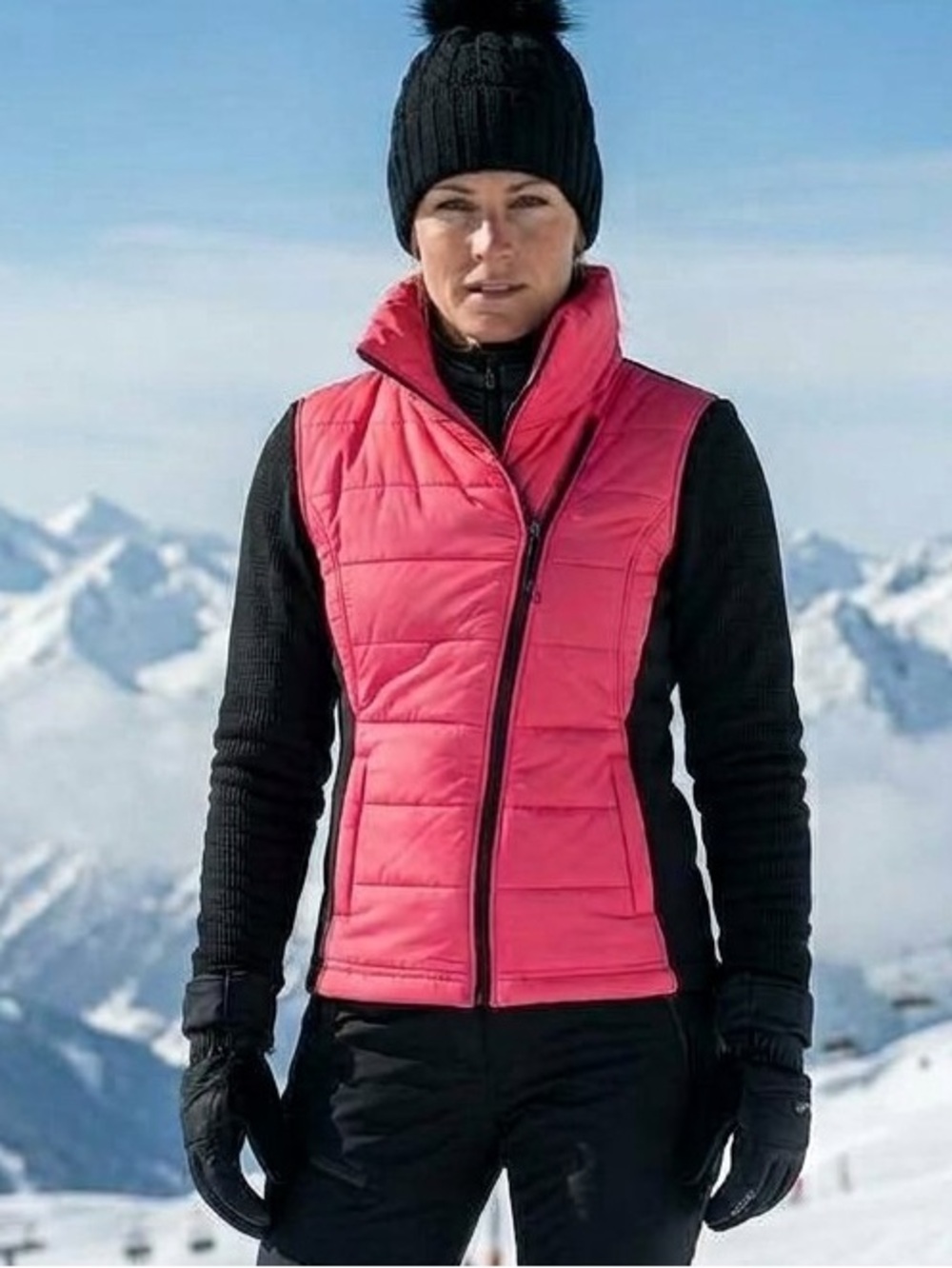 CB Sports Hot Pink Asymmetrical Hybrid Puffer Ski Jacket- Like New - Size Medium